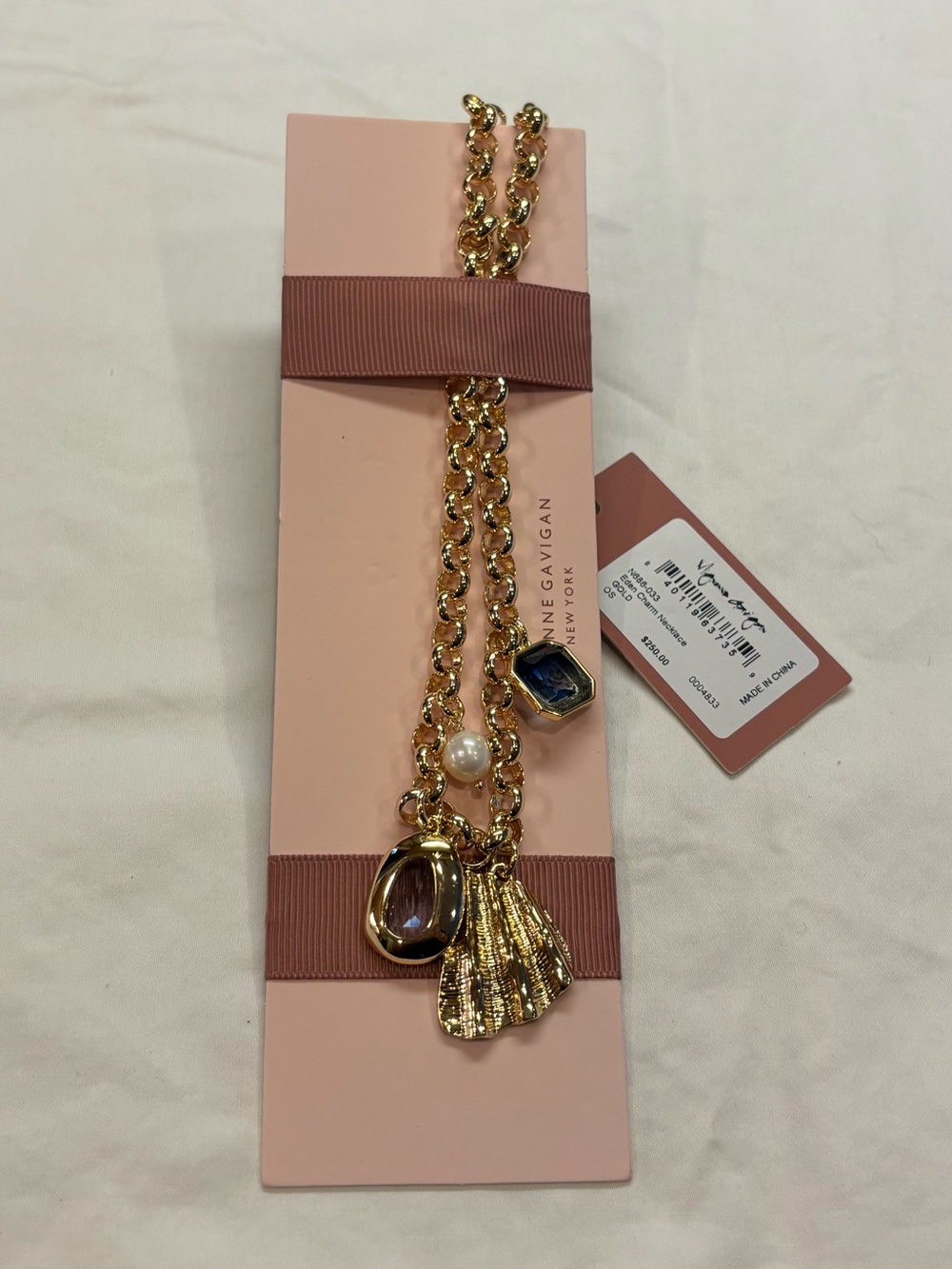 Mignonne Gavigan Gold Multi-Charm Necklace with Pink and Blue Accents